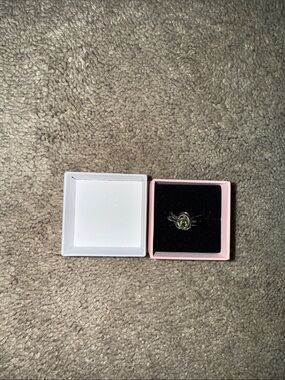 Green Stone Silver Charm - Elegant Women's Jewelry